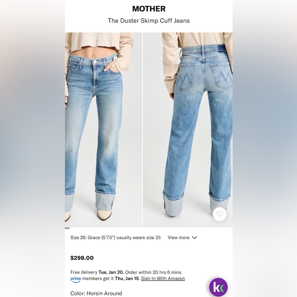 MOTHER The Duster Skimp Cuff Jeans